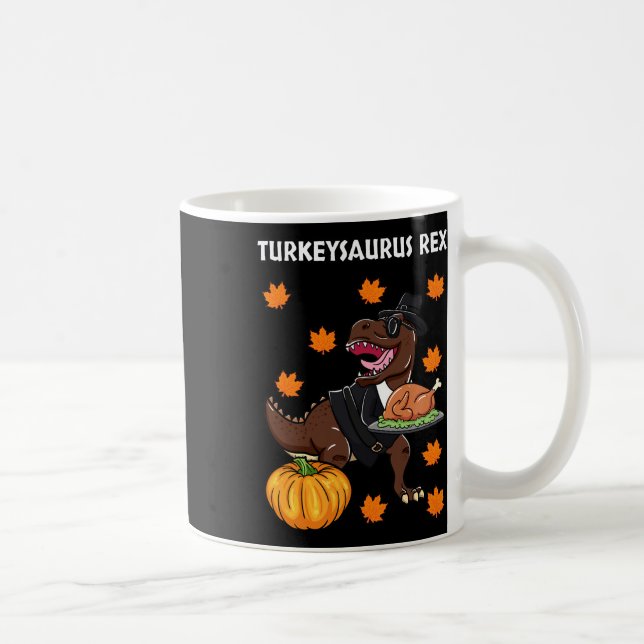 Truthahnsaurus Rex Erntedankfest-Tag Dinosaurier T Kaffeetasse (Rechts)