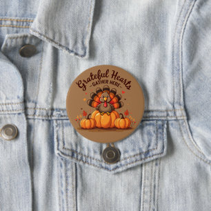 Truthahnsfest mit dankbaren Herzen Button
