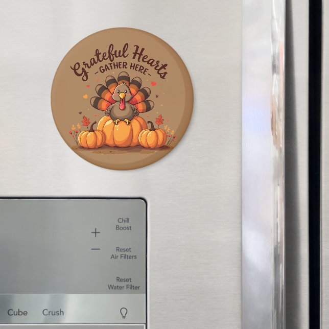 Truthahntags-Truhe mit dankbaren Herzen Magnet (In Situ (Kühlschrank))