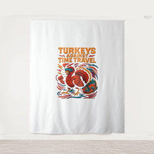 Truthühner gegen Zeitreise - Funny Retro Türkei D Wandteppich