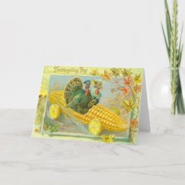 Truthühner in Maisfahrzeugen Feiertagskarte