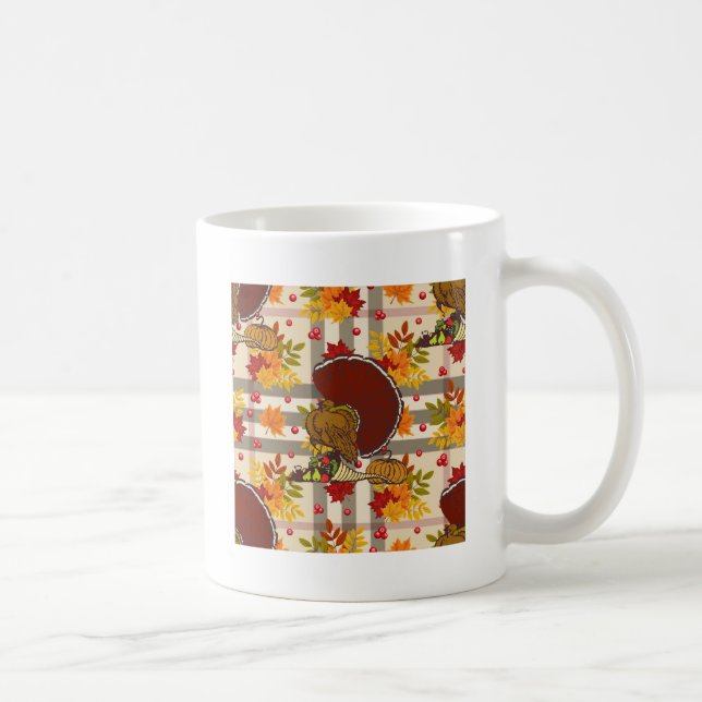 Truthühner karierter Erntedank Tasse (Rechts)