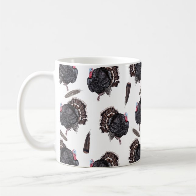 Truthühner und Federn - Tasse des Weißkaffees (Links)
