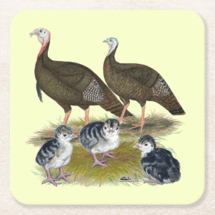Truthühnerfamilie Eastern Wild Rechteckiger Pappuntersetzer