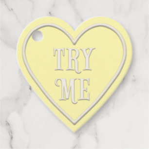 "Try Me" Tee Party Gelbes Herz Personalisiert Geschenkanhänger