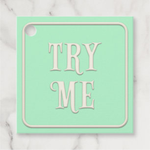 "Try Me" Viktorianisch Tee Party Green Square Cust Geschenkanhänger