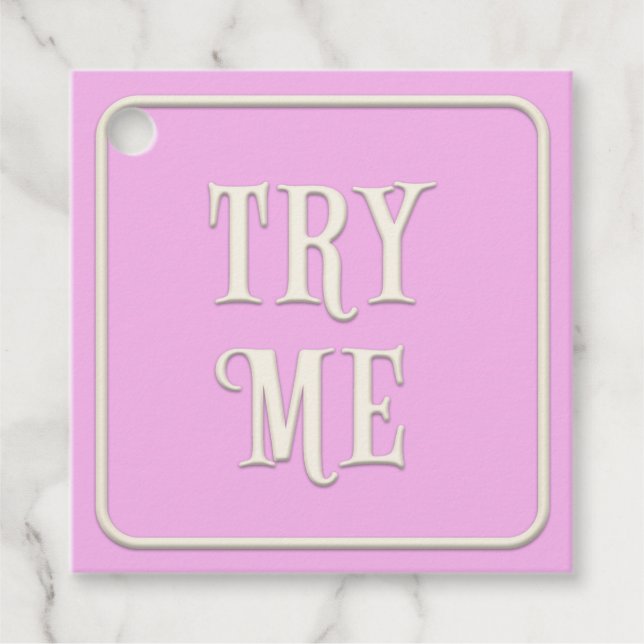 "Try Me" Viktorianisch Tee Party Pink Square Gefal Geschenkanhänger (Vorderseite)
