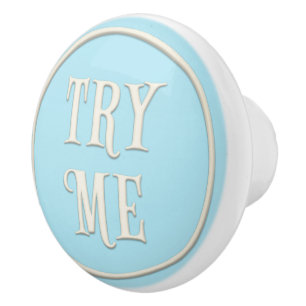 "Try Me" Wunderland Tee Party Pastel Blue Keramikknauf