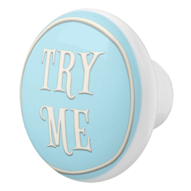 "Try Me" Wunderland Tee Party Pastel Blue Keramikknauf (Rechts)