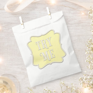 "Try Me" Wunderland Tee Party Pastellgelb Geschenktütchen