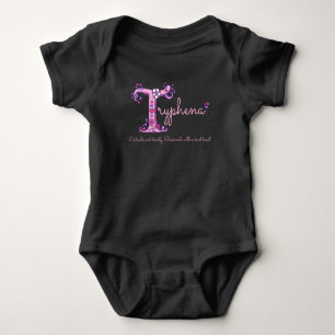 Tryphena Girls Name & Bedeutung T-Monogramm-Kleidu Baby Strampler