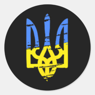 Tryzub Ukraine Ukrainischer Dreizack Militär Runder Aufkleber