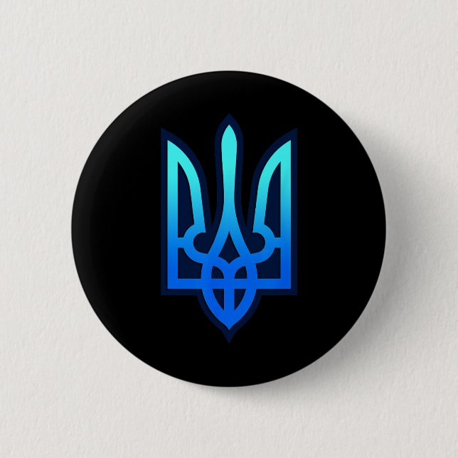 Tryzub Ukrainisches Wappen Ukraine Geschenk Button (Vorderseite)