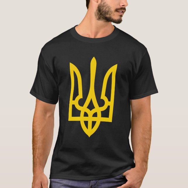 Tryzub Yellow ukrainischer Trident T-Shirt (Vorderseite)