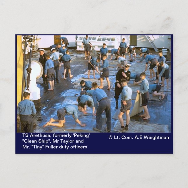 TS Arethusa, ehemals "Peking" "Clean Ship", Postkarte (Vorderseite)