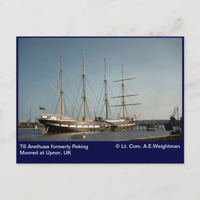 TS Arethusa, ehemals Peking Mooring in Upnor, Vere Postkarte (Vorderseite)