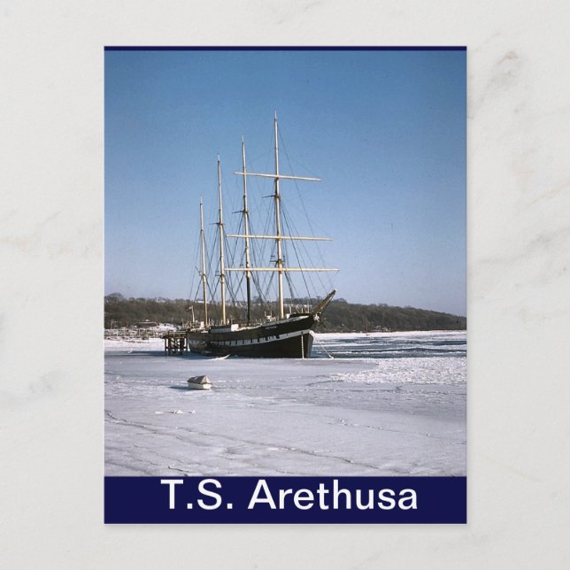 TS Arethusa, im Eis von Medway Postkarte (Vorderseite)