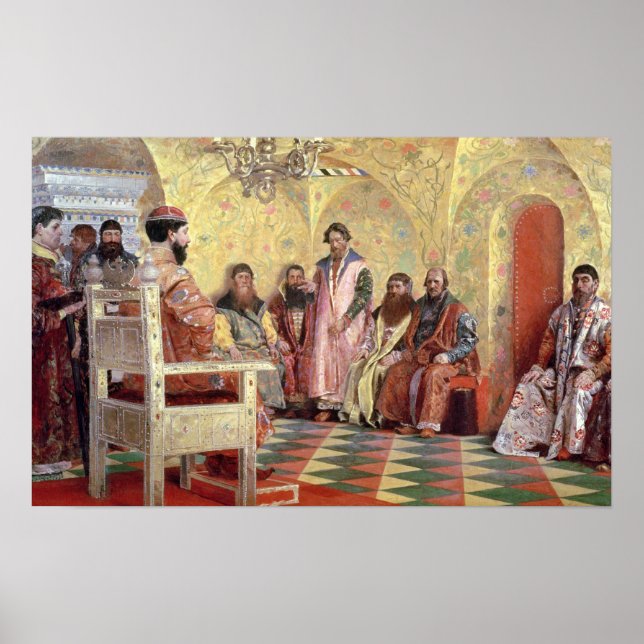 Tsar Mikhail Fyodorovich mit Boyars Poster (Vorne)