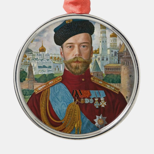 Tsar Nicholas II Silbernes Ornament (Vorne)