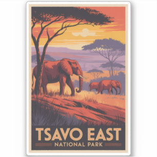Tsavo East Nationalpark Kenia Illustration Reise Aufkleber