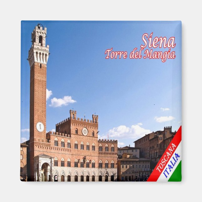 TSC046 SIENA, Torre del Mangia, Toskana, Kühlschra Magnet (Vorne)