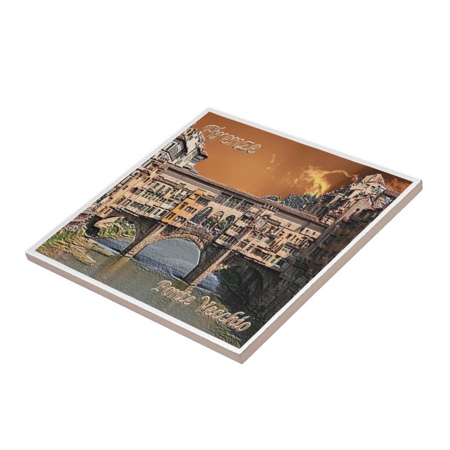 TSC087 FLORENZ, Alte Brücke, Toskana, Fliese (Seite)