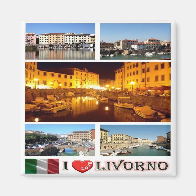 TSC115 LIVORNO I Love, Mosaic, Tuscany, Fridge Magnet (Vorne)