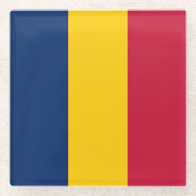 Tschad-Flagge Glasuntersetzer (Vorderseite)