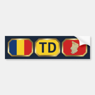 Tschad-Flagge-Karte-Code-Aufkleber Autoaufkleber