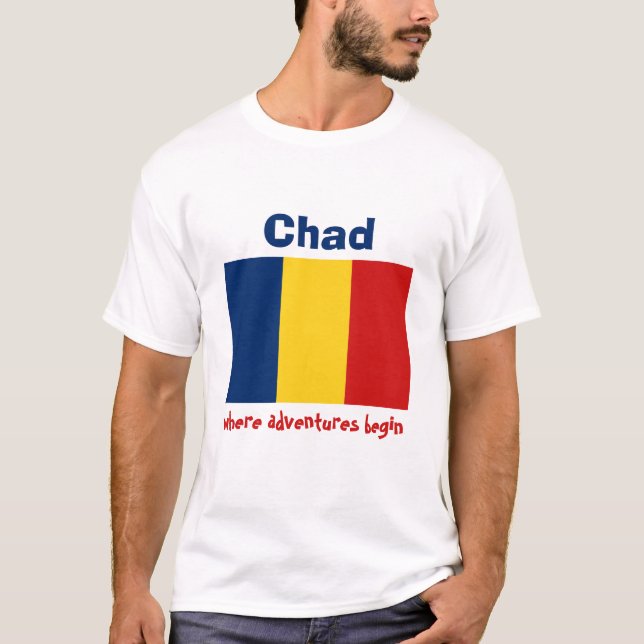 Tschad-Flagge + Karte + Text-T - Shirt (Vorderseite)