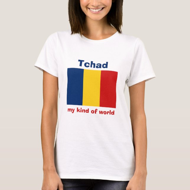 Tschad-Flagge + Karte + Text-T - Shirt (Vorderseite)