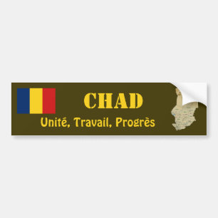 Tschad-Flagge + Karten-Autoaufkleber Autoaufkleber