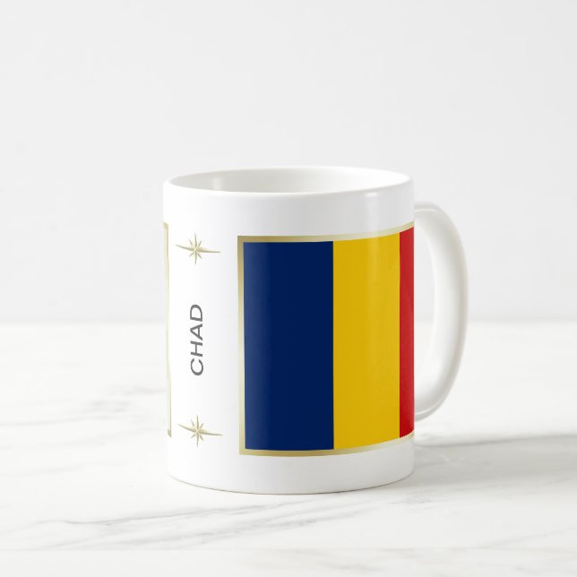 Tschad-Flagge + Karten-Tasse Kaffeetasse (VorderseiteRechts)
