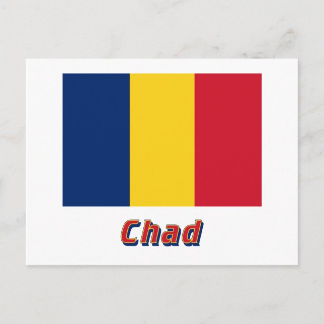 Tschad-Flagge mit Namen Postkarte (Vorderseite)