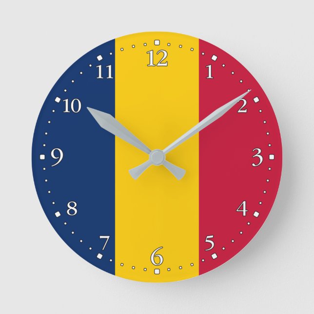 Tschad-Flagge Runde Wanduhr (Vorderseite)