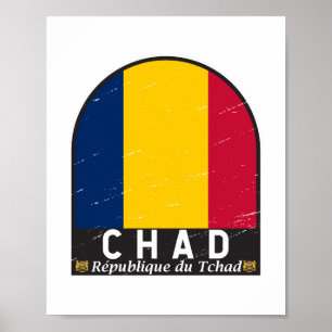 Tschad-Flaggen-Emblem abgenutzt Vintage Poster