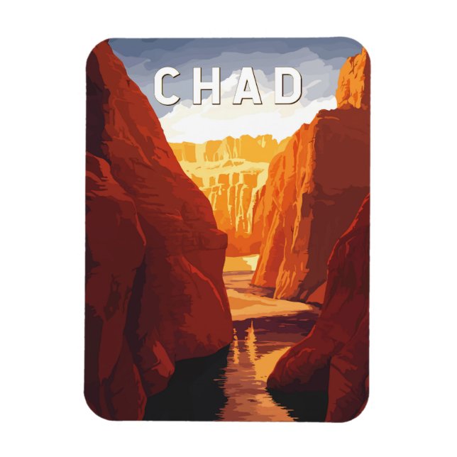 Tschad-Illustration Reise Kunst Vintage Magnet (Vertikal)