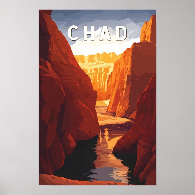 Tschad Illustration Reise Kunst Vintage Poster (Vorne)