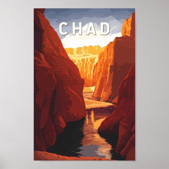 Tschad Illustration Reise Kunst Vintage Poster (Vorne)