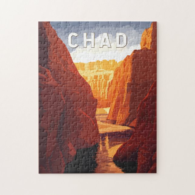 Tschad-Illustration Reise Kunst Vintage Puzzle (Vertikal)