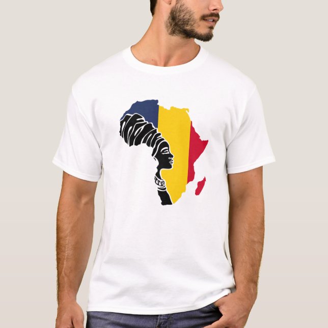 Tschad Tschadische Flagge Afrika Karte Ethnisches  T-Shirt (Vorderseite)