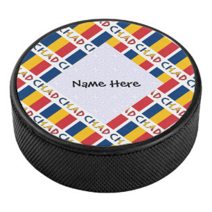 Tschad Tschadische Flagge gekachelt personalisiert Eishockey Puck