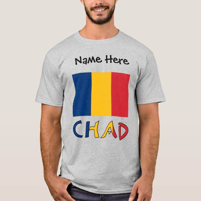 Tschad und Tschadische Flagge Personalisiert Männe T-Shirt (Vorderseite)