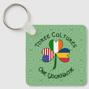 Tschadisch Irische Amerikanische Flaggen Shamrock Schlüsselanhänger