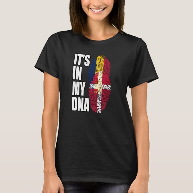 Tschadisches und dänisches DNA-Flaggenerbe T-Shirt (Vorderseite)