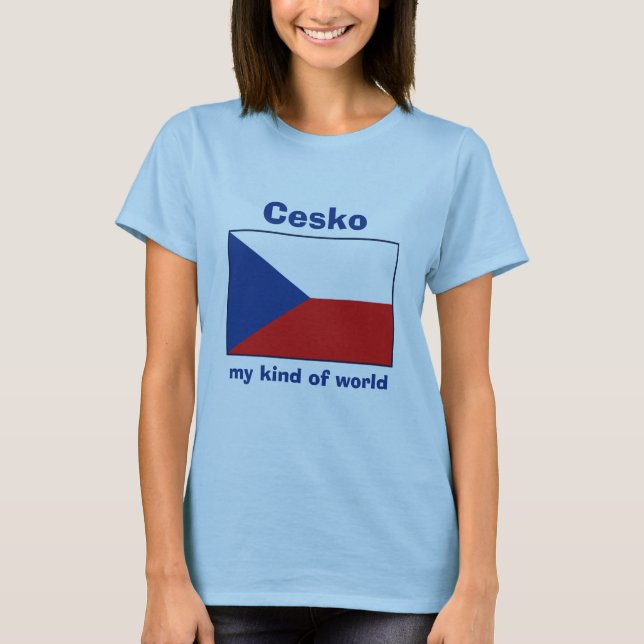 Tschechien-Flag + Karte + Text-T - Shirt (Vorderseite)