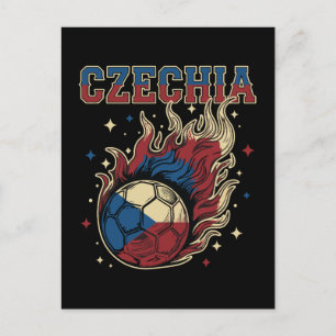 Tschechien Fußball Flammender Ball Retro Fußball F Postkarte