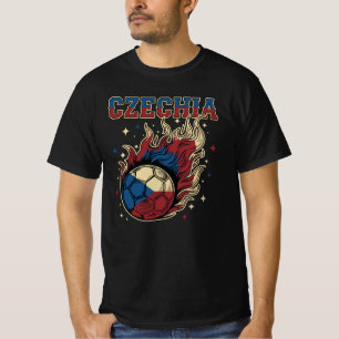 Tschechien Fußball Flammender Ball Retro Fußball F T-Shirt