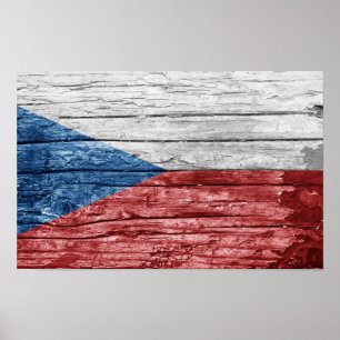 Tschechien Holzflagge Poster