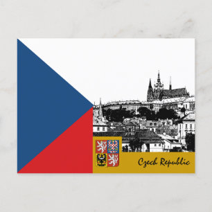 Tschechien Postkarte, Prag und tschechische Flagge Postkarte